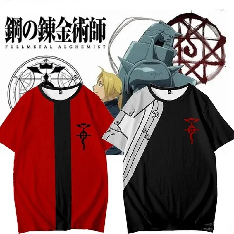 Men's Hoodies Anime Fullmetal Alchemist 3d T Shirt Men Women Summer Neck Short Sleeve Funny Tshirt Graphic Tees Edward Elric Cosplay Costume