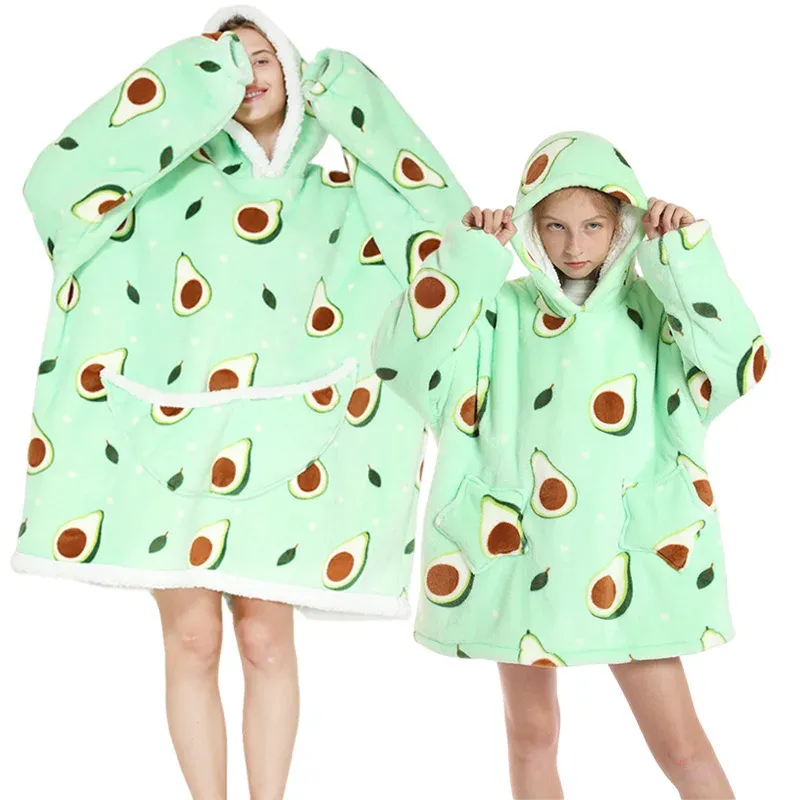 Avocado Oversized Hoodie Blanket for Kids Family Soft Sherpa Wearable  Blanket, Cute Cartoon Pajamas, Warm Sleepwear Robe Buy Now!