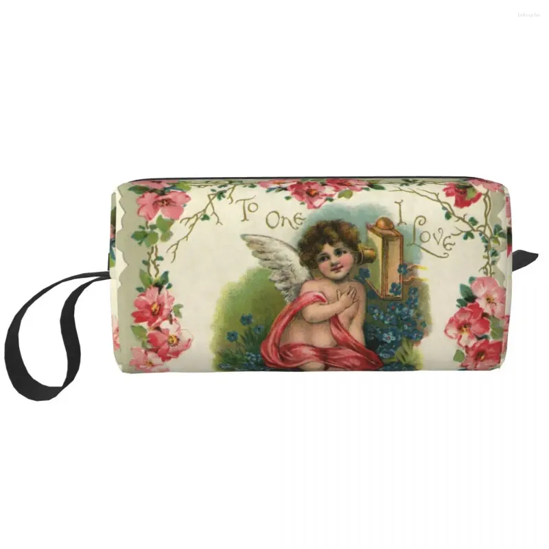 Storage Bags Custom Vintage Rose Victorian Angel Toiletry Bag For Women Cosmetic Makeup Organizer Ladies Beauty Dopp Kit Case
