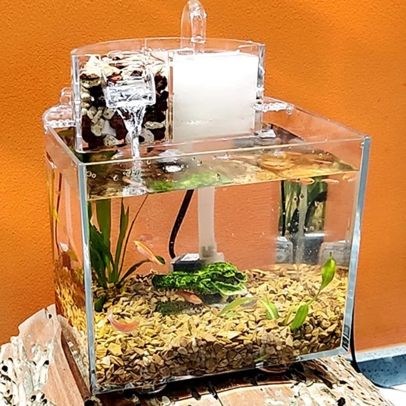 Mini -Acrylaquarium Transparent Fischhüter Fischbowl tragbarer Desktop -Fisch für Betta Fisch Starter Au03 21