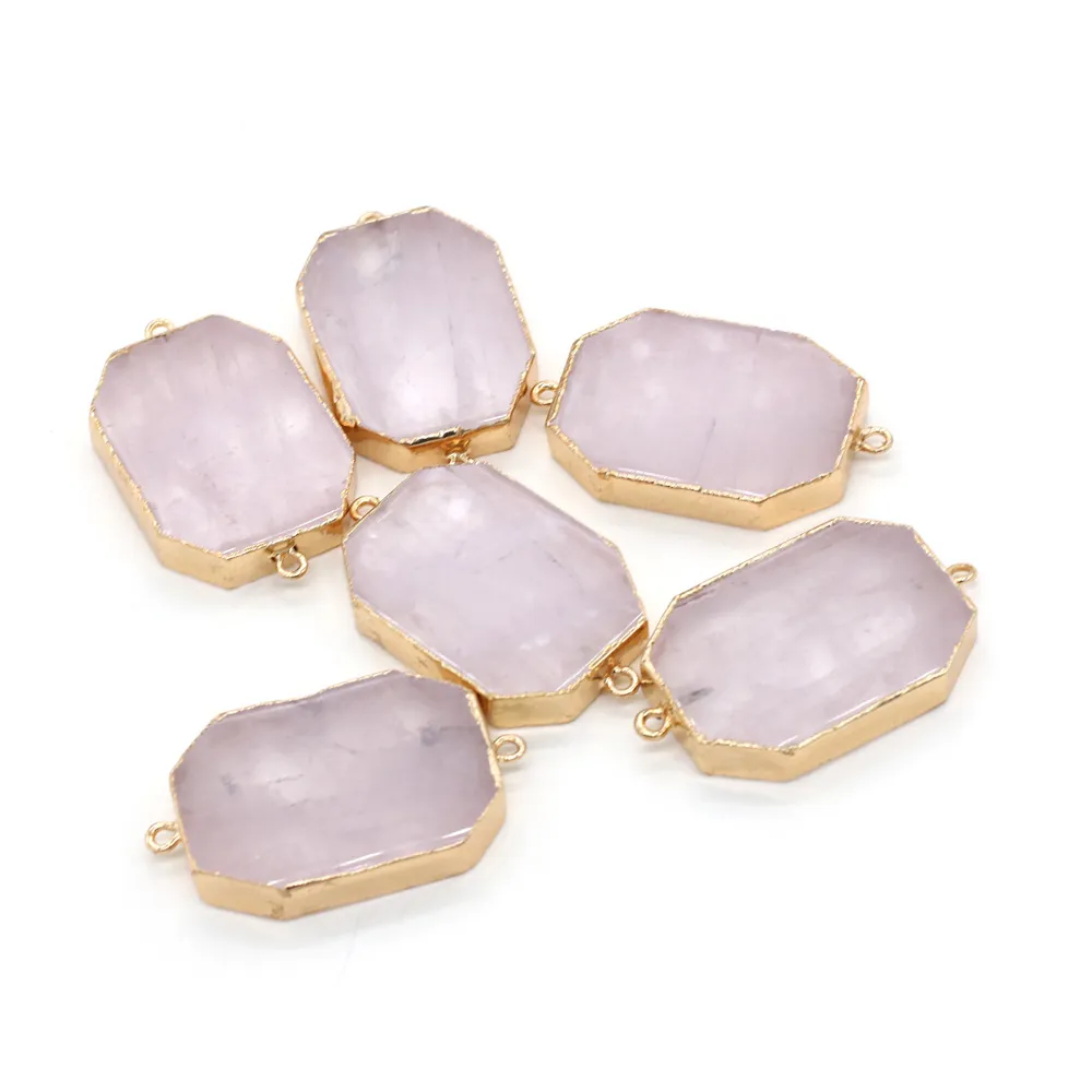 Natural Stones Rose Quartz Charms hängsmycken Kontakter för smycken som gör DIY Reiki Healing Crystal Necklace Armband Accessories