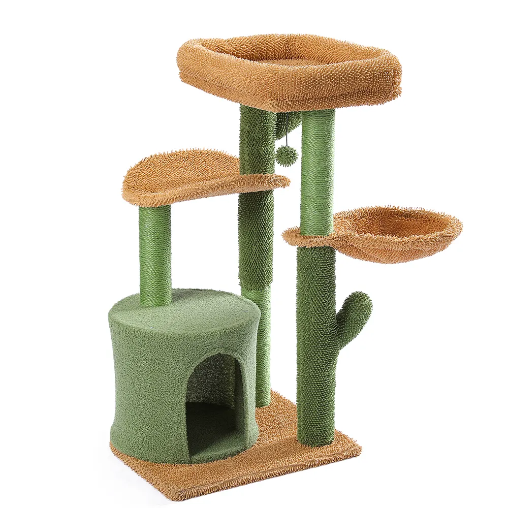 Cat Tree Tower Cat House with Scratching Post Three-Layer Wood