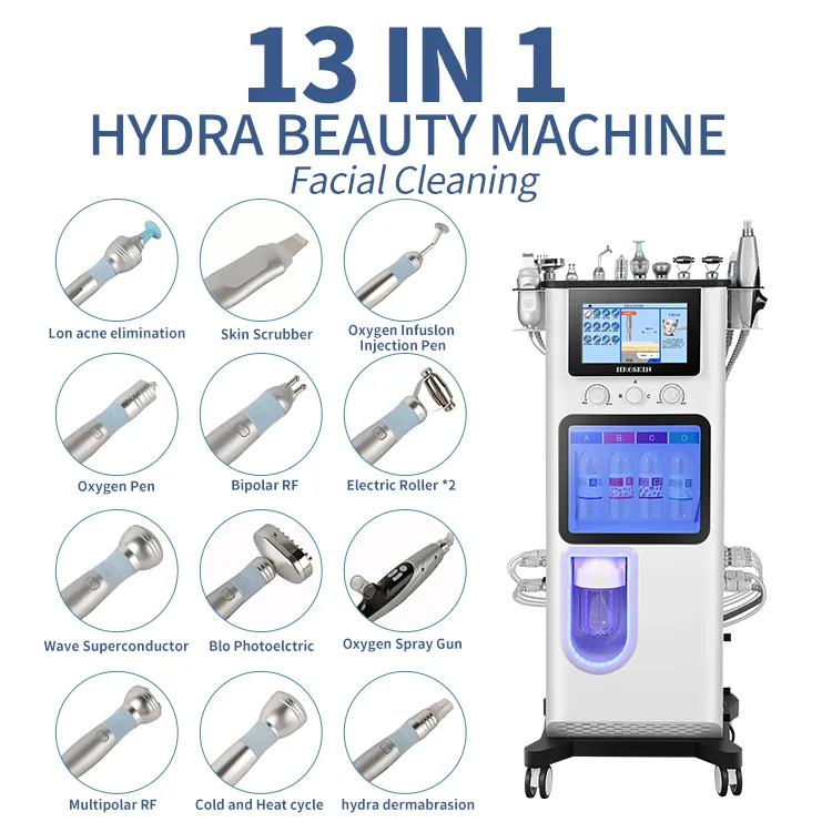 最新のサロン14 in 1 Hydra Oxygen Facial Machine Hydro Diamond Dermabrasion Aqua Jet Peeling Facial Skin Analysis Machine