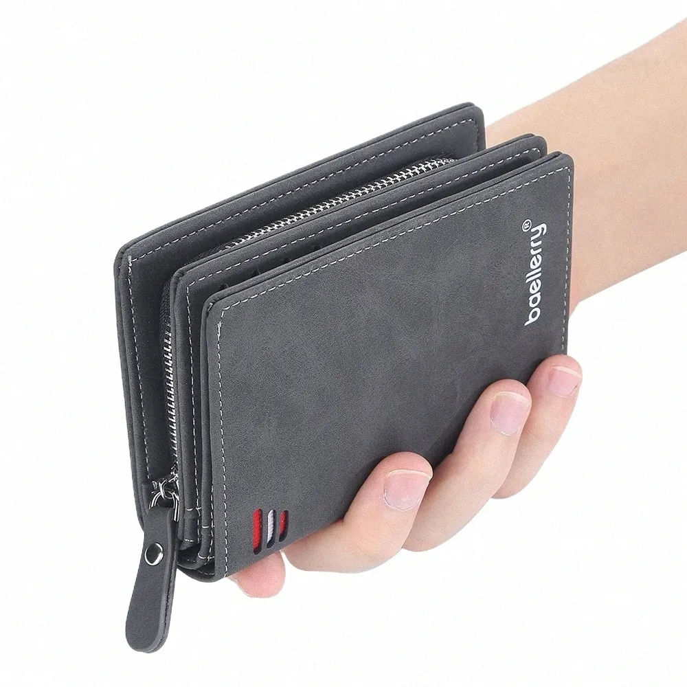 Neue Leder Männer Brieftaschen Hochwertiger Reißverschluss Kurzer Deseigh Wallet Hipster Kreditkartenhalter Insert