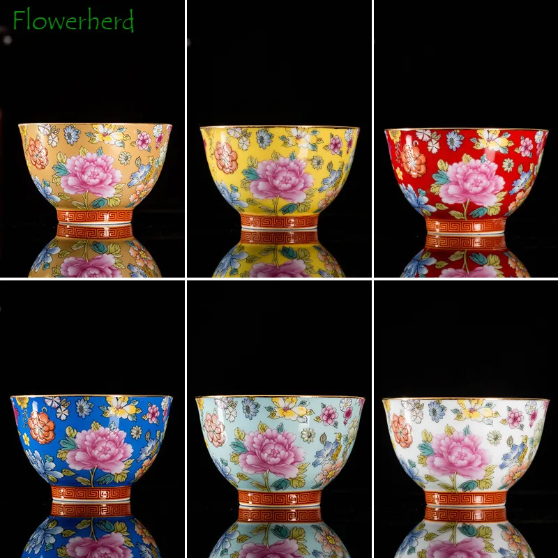 대형 마스터 컵 세라믹 티 컵 Cloisonne 에나멜 찻잔 티웨어 쿵 컵 푸 푸 티 세트 컵 보울 주부 중국식 스타일 티 컵