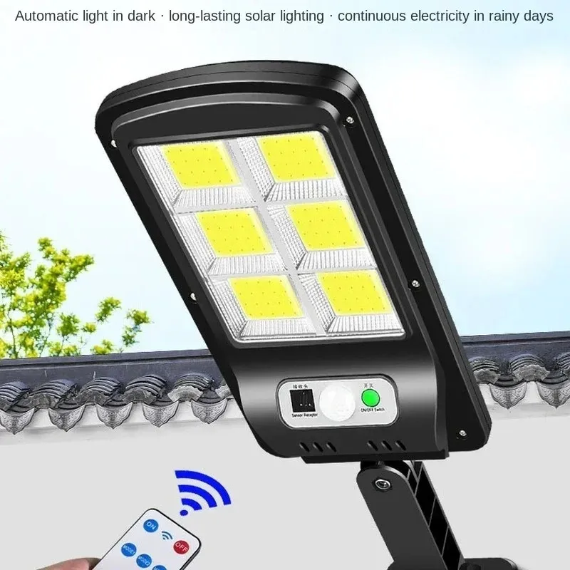 Lumière solaire pour le chemin du jardin en extérieur étanche solaire étanche au réverbère avec capteur infrarouge 128 Capteur de mouvement de COB Smart Remote Contrôle