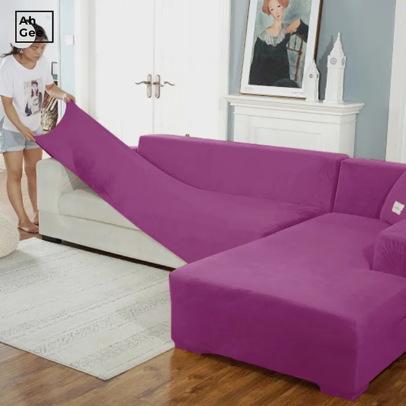 Elastiska soffomslag för soffor Sectional Anti Cat Scratch Soffa Covers för vardagsrum med solid färg soffa täcker stretch slipcovers