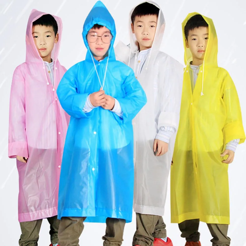 Children s Waterproof Raincoat Portable Drawstring Hooded Rain Gear for Boys and Girls