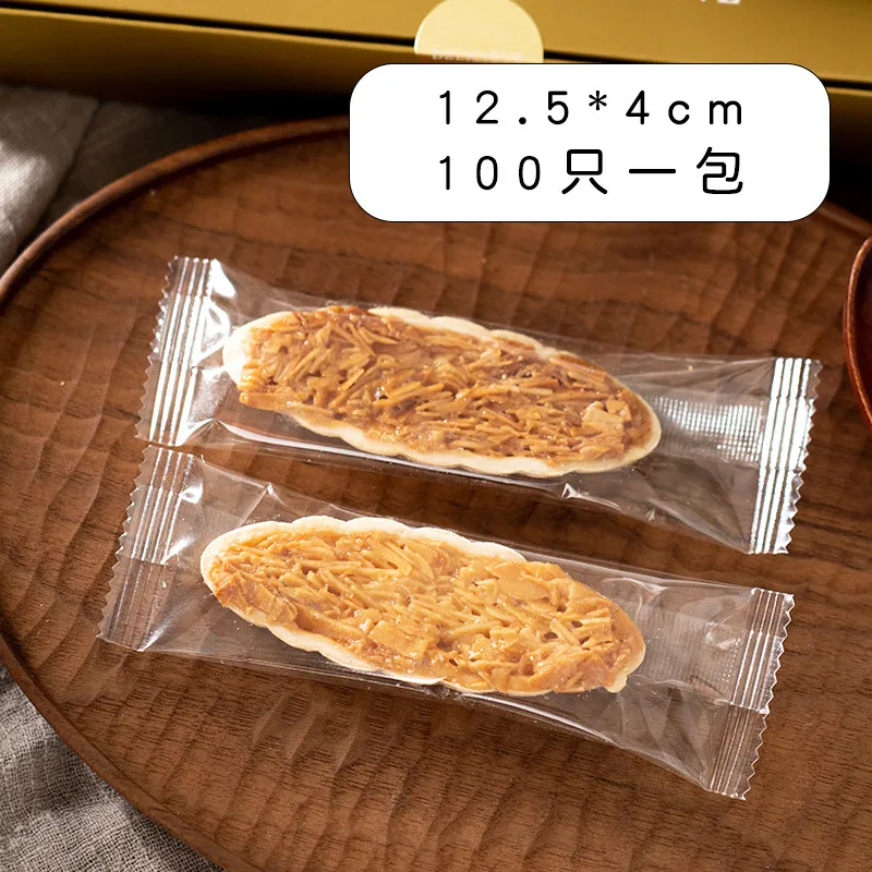 100st Caramel Almond Nut Crispy Glutinous Rice Boat Packaging Rectangular Nougat Cookies Machine tätningspåsar