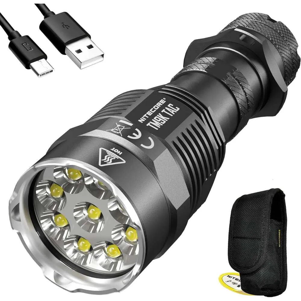 Nitecore TM9K TAC Tactische zaklamp - 9800 lumen USB -C oplaadbare hoog lumen super heldere fakkel voor outdoor avonturen, kamperen en noodgebruik