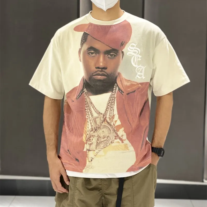 Hip Hop Streetwear Summer Summer Manga curta T-shirt Vintage Drowiery Tshirt Men