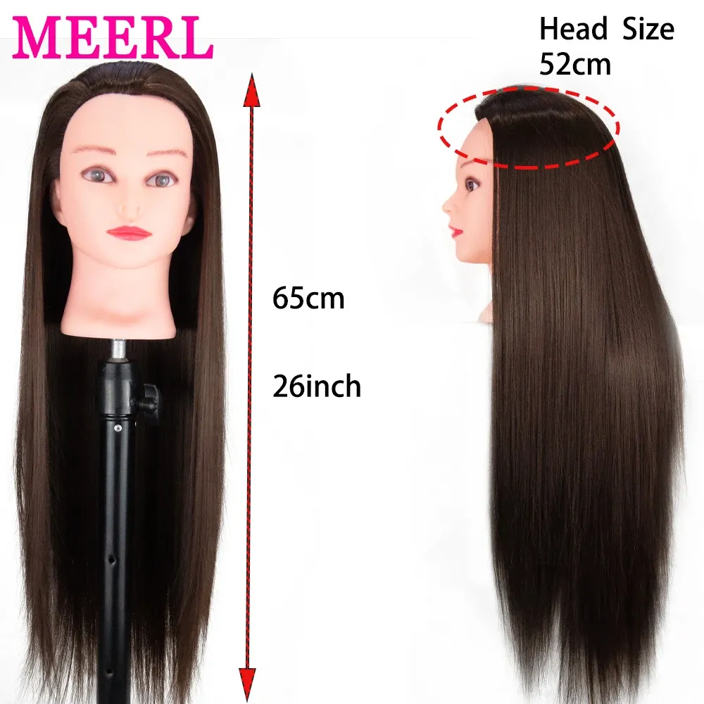 Mrrel Mannequin Head For Hairstyles 65cm Head Professional Head Practice Belle tête de poupée factice pour la coiffure Braidage