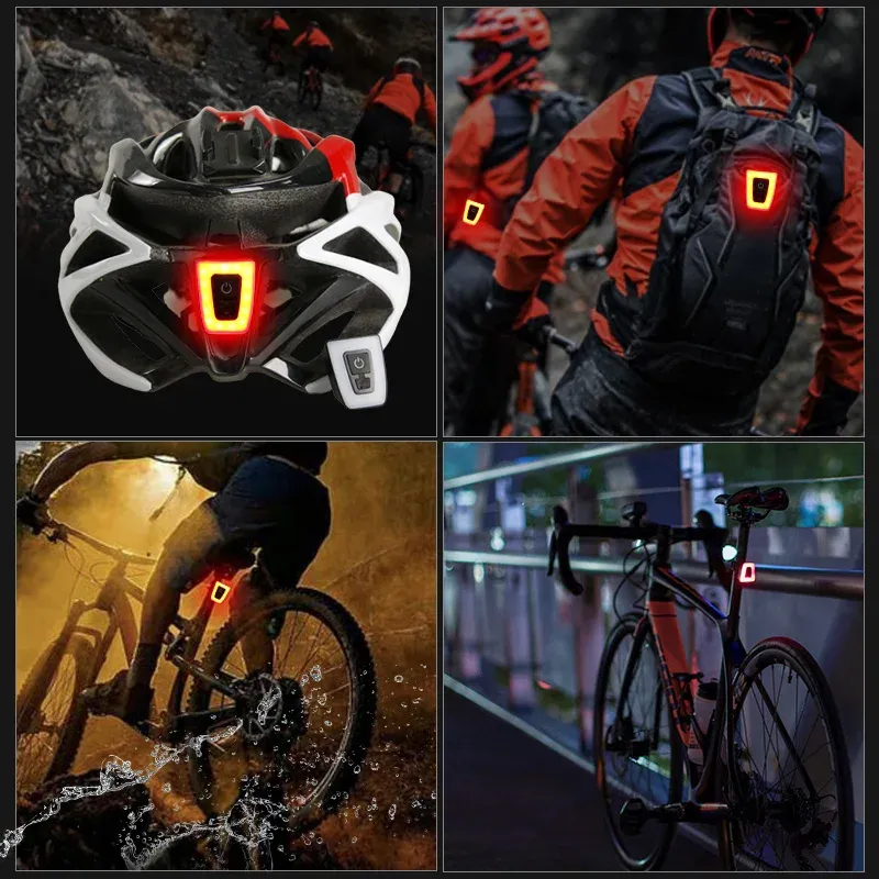 USB Rechargeable Flashlight For Bicycle Rear Light Waterproof Bike Helmet Taillight Cycling Warning Light Flash Cyling Back Lamp