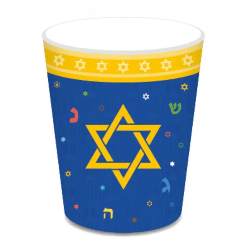 Feliz judeu Hanukkah Candle Chanukah Placas de tabela descartáveis conjuntos de tabela de tabela chanukah menorah cerâmica favora decorações