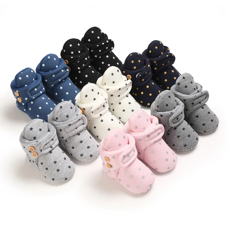 Baby Cute Shoes Winter for Girls Little Star Walk Boots For Boys Toddlers Comfort Soft Newborns Warm Booties First Walker