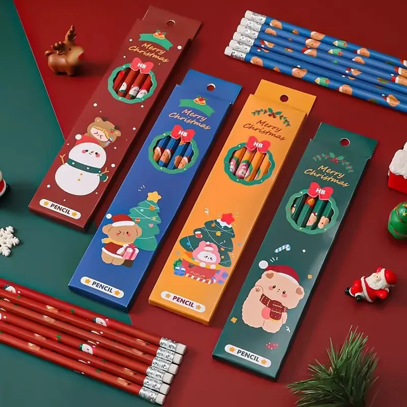 1 set 6 adet Noel HB Kırtasiye Okul Ofisi Tedarikleri Öğrenci Hediyesi Ödülü Yaratıcı Kawaii Pencil