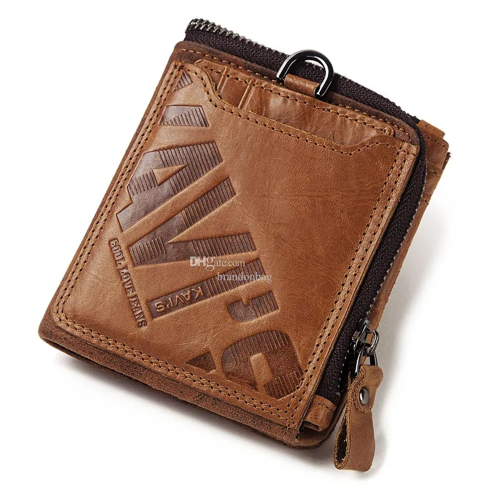 Designer plånbok lyxig toppkortshållare mini plånbok äkta cowhide herrar plånbok mode casual kort blixtlås plånbok öppen mynt plånbok