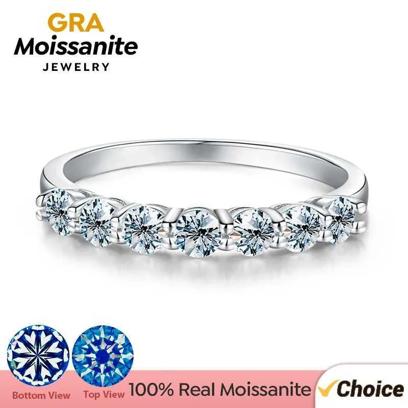 Anneaux de bande Gra Real Moisanite Ring 925 Sterling Silver Diamond Eternal Band Engagement Womens Luxury High Quality Jewelry Bague de mariage J240410