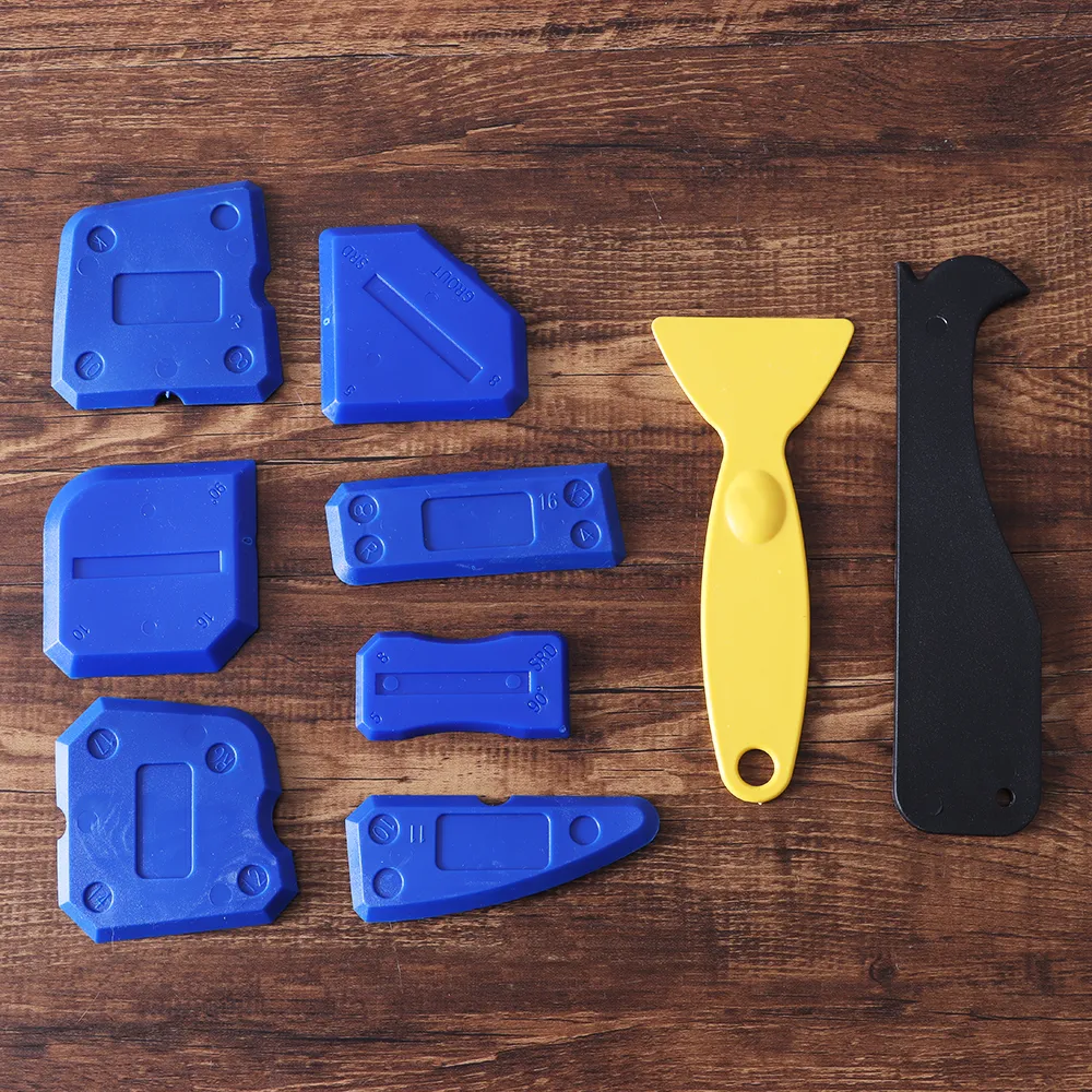 4PCS Silicone Caulking Tool Kit – Sealant Finishing Scraper, Grout Remover, Reusable (Blue)