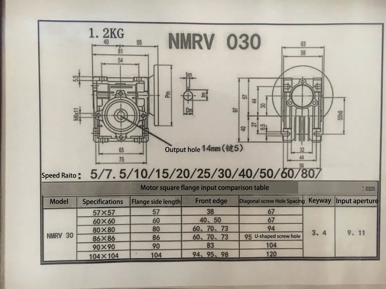 RV30 220V 90W AC Worm Gear Motor med hastighet Reducer Speed ​​Regulator High Torque Hot Sale Motor