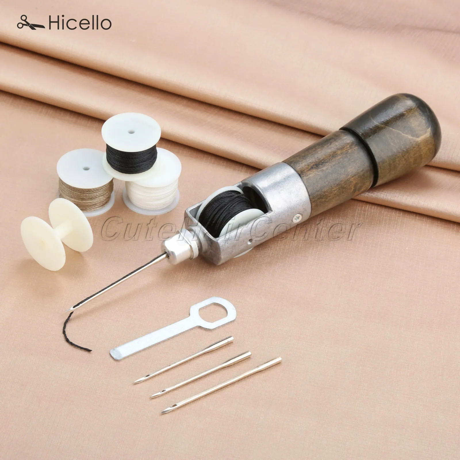 Leather Sewing Tools Craft Awl Wax Line Stitching Machine Needles Waxed Thread Shaft Line Hand DIY Sew set Hicello