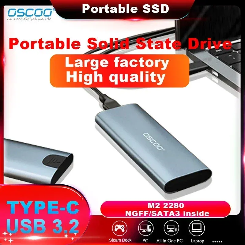 ENCLOSURE OSCOO OSCOO M.2 Disque dur Boîte 3.1 Double protocole NVME / NGFF SATA SSD ENCLOSOITION TYPEC 3.1 DISK M.2 Boîte SSD 10 Gbps MKEY / MB CLÉ SSD