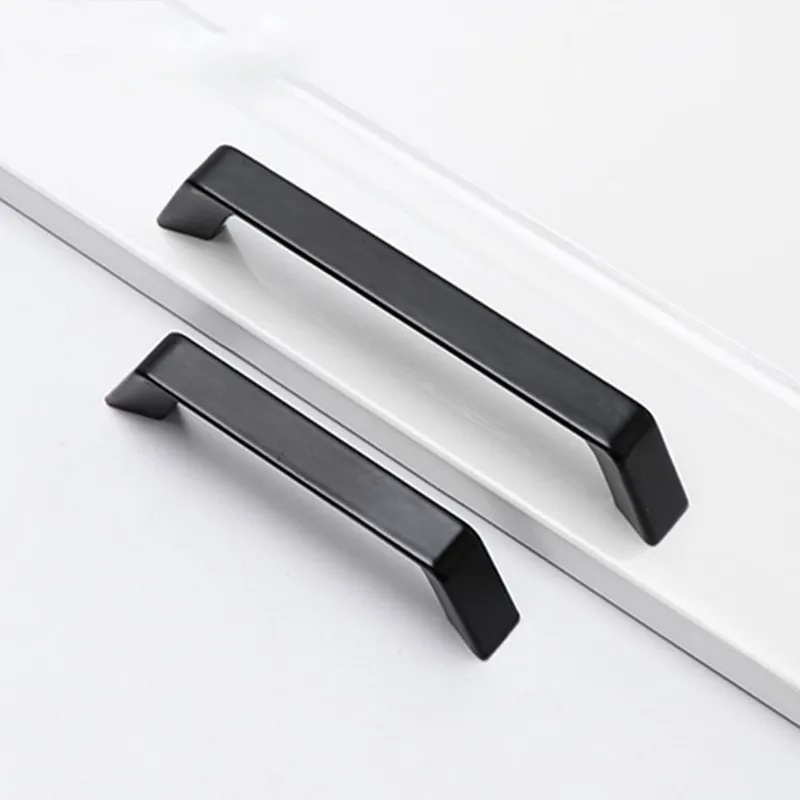 Modern Solid Single Hole Furniture Parts Hardware Accessories Drawer Door Handle American Black Kitchen Cabinet Wardrobe Handle