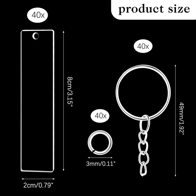 Rectangle Acrylic Keychain Blanks Transparent Clear Acrylic Material ...