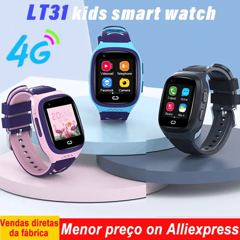 Watches LT31 4G Kids Smart Watch Video Call Phone Watch SOS GPS Tracker Waterproof Call Back Monitor Clock Gifts Child Smartwatch