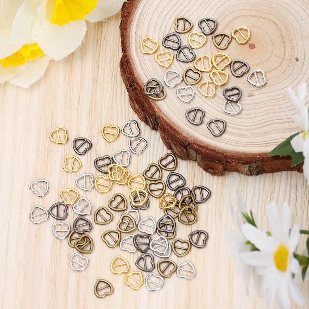 20/40pcs 4mm Mini Ultra-Small Tri-Glide Burchle Belt Heart Heart Buckle Doll Saco de fivelas