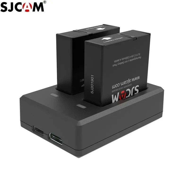 Tillbehör Original SJCAM SJ9 Batteriladdare Batterier Dual Charger 1300MAh Uppladdningsbar Liion SJCAM SJ10 Pro/SJ11 Kameran tillbehör