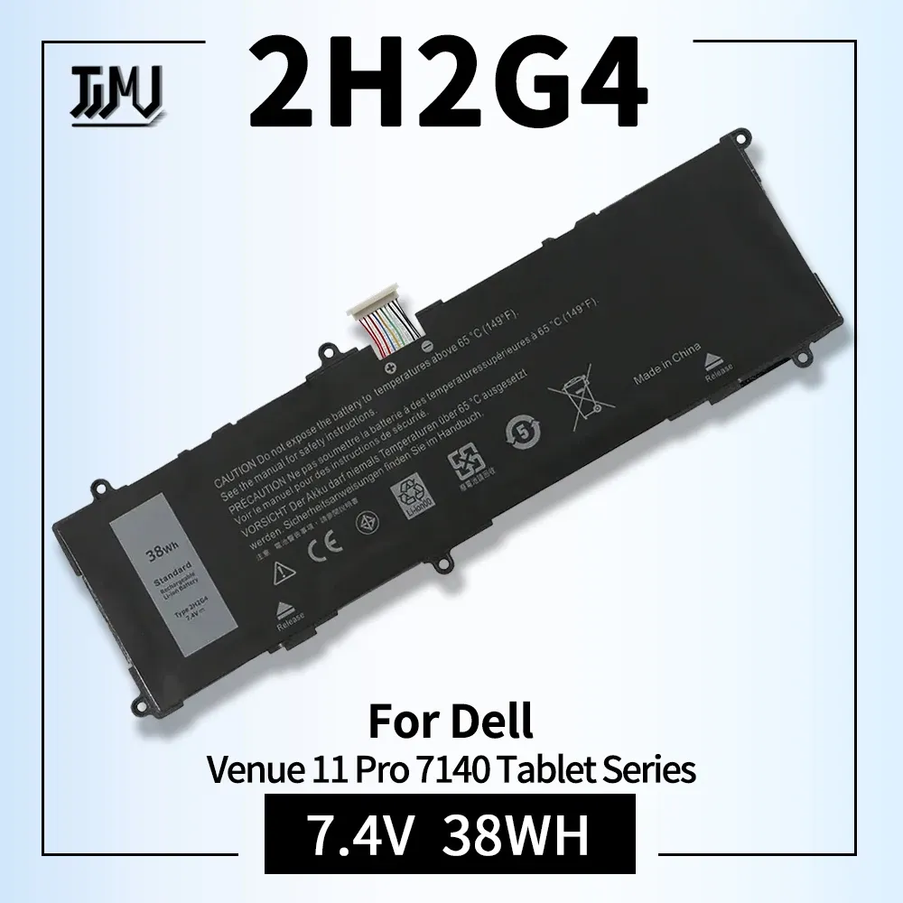 Batteries 2H2G4 Remplacement des batteries pour ordinateur portable pour Dell Venue 11 Pro 7140 Record de série HFRC3 21CP5 / 63/105 22172548 7.4V 38Wh 4980mAh