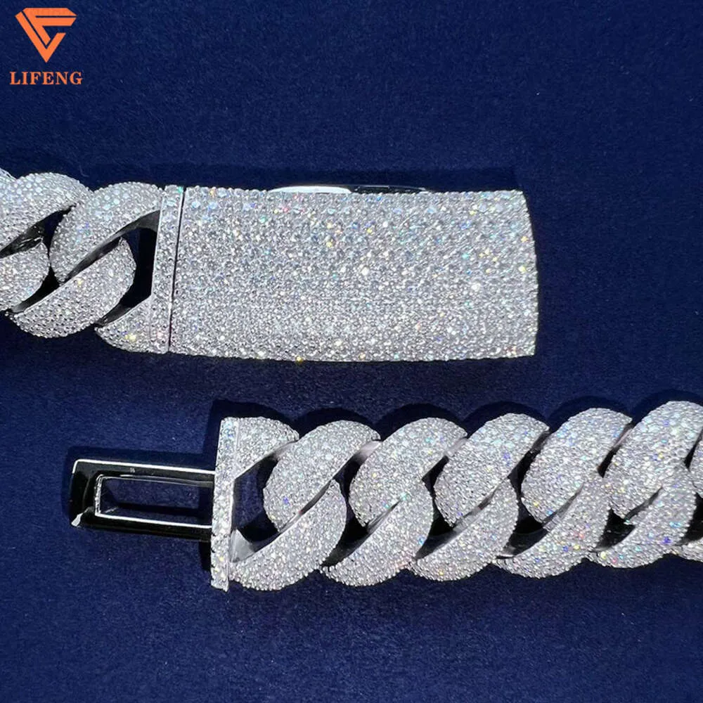 Lifeng Jewelry Custom 20mm 5Row VVS Moissanite Cuban Chain Necklace Pass Diamond Tester 925 Silver Mamiキューバリンクチェーン