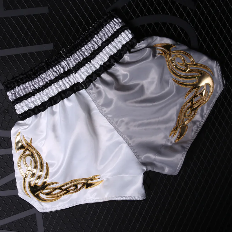Pantaloncini Muay Thai Unisex - Traspiranti, Per MMA, Kickboxing, Bianco - Foto 4