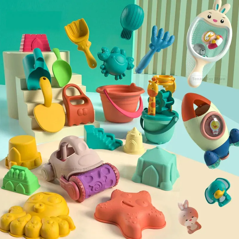 Summer Beach Toys For Kids Animal Model Seaside Beach Toys Digging Sand Tool with Shovel Water Game Play Swimming Bath Toys 240403