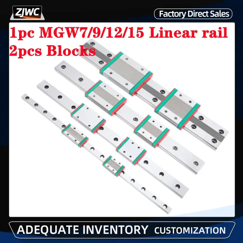 1pc Mgw7 Mgw12 Mgw9 Mgw15 100 350 400 450 500 600mm Creave di binario lineare in miniatura Guida lineare 2pcs Mgw7C Mgw9H Mgw12C Carriage