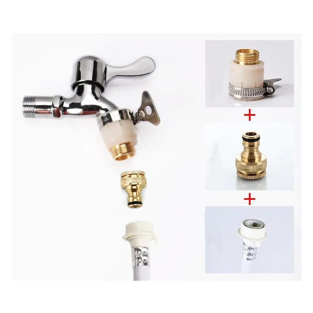 Brass Kitchen Hose Adapter Faucet Water Gun Quick Connector Mixer Hose Adapter Tube Joint Fitting Garden Watering Tools