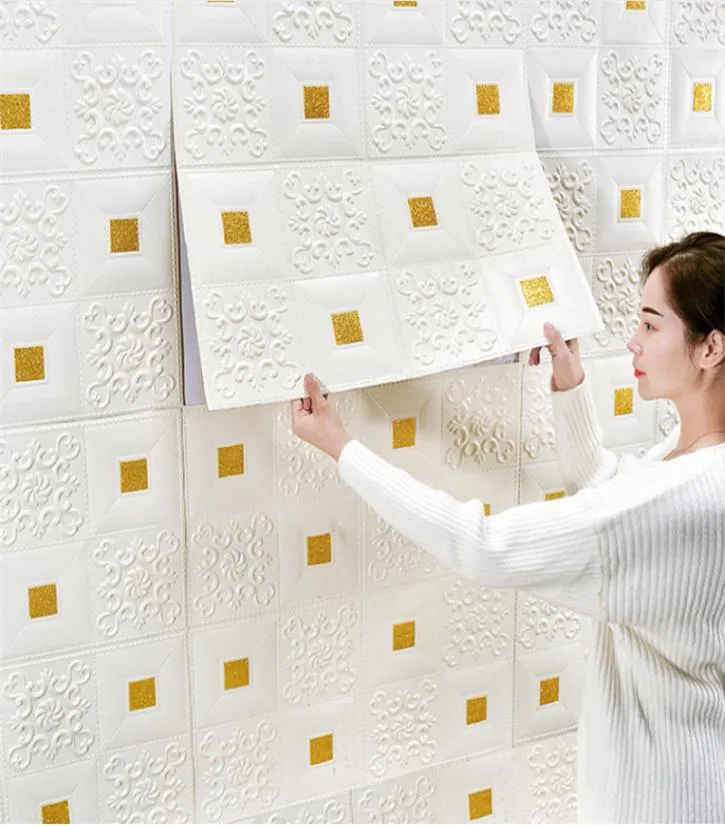 3D壁紙DIYレンガのセルフアドバイスXPE防水壁ステッカーキッチンバスルームリビングルーム壁タイルステッカー7663281