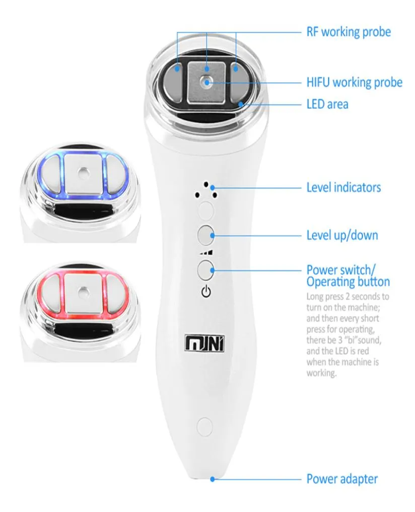 Mini HIFU Focus Ultrasound Bipolar RF Face Neck Soulevant la beauté Masseur de beauté Resserrer Radio Fréquence 5341570