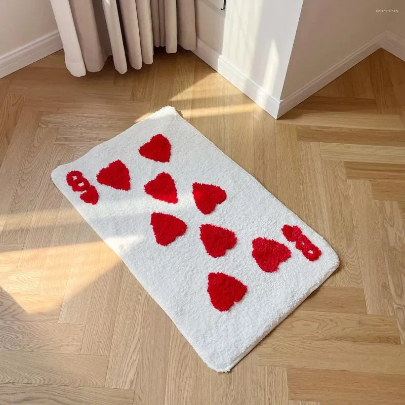 Mattor lakea 8 av hjärtan Pokerkort flockade mattan tuftad plysch matta rent handgjorda mjuka lämpliga för rumsdekor fluffig