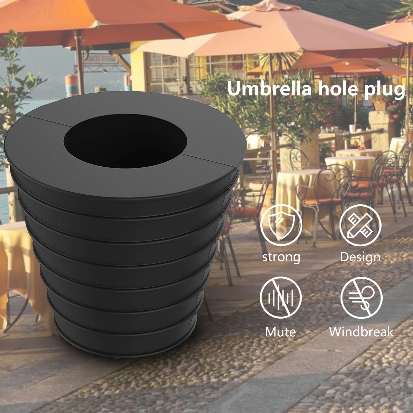 cone wedge for patio umbrella Pelopy 2 Pieces Table Umbrella Hole Ring and Cap Set Fits up to 1.5 Inch in Diameter or Smaller Outdoor Patio Table Hole Pool Adapter(Black Black) 1.5inch (38mm) Measure for your table Myard Umbrella Cone Wedge Shim