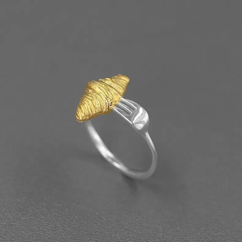 Creatieve vork croissant vorm verstelbare ring voor vrouwen mannen gepersonaliseerd open vinger ring statement sieraden feest trendy cadeau 240322