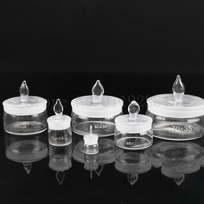 Lab Glass Weighing bottle Transparent Low / high type Labortary Glassware Sealed Bottle For School Experiment