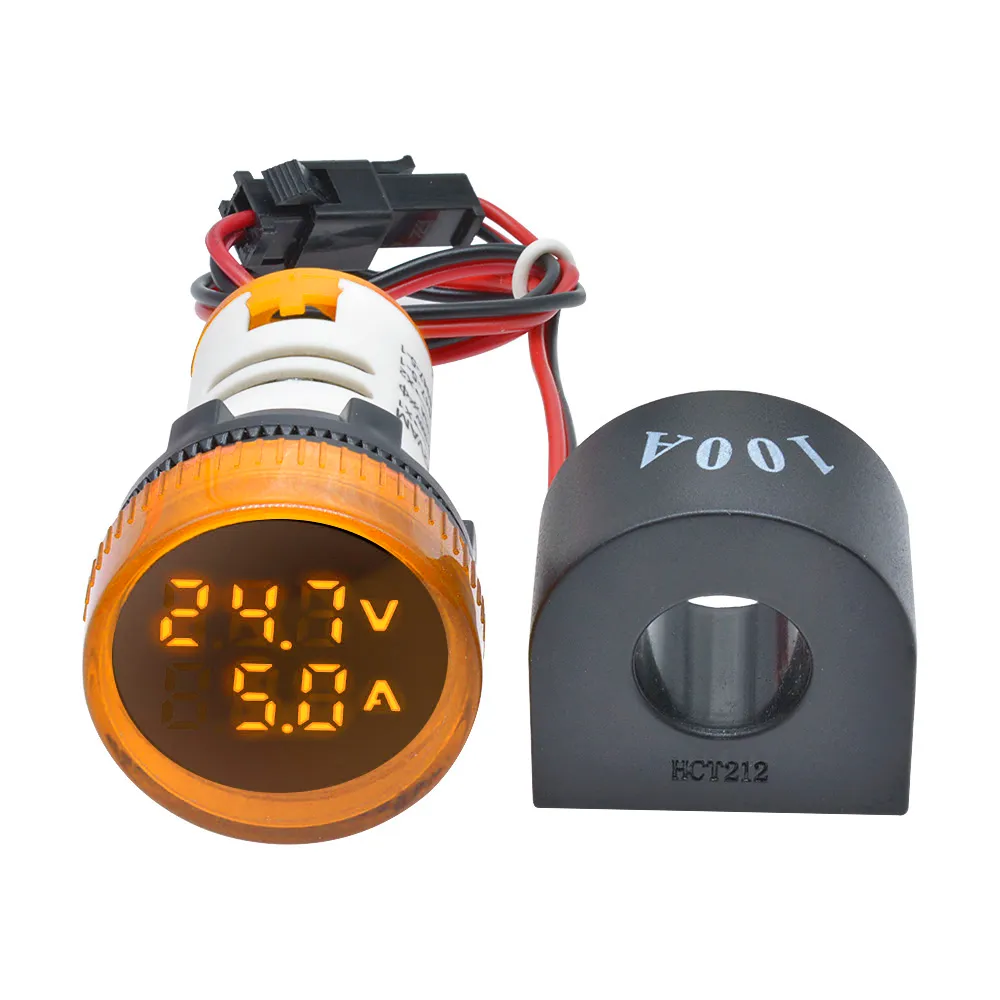 Digitale Mini LED Voltmeter Amperemeter AC 50-500V 0-100A Dual Display - Wit