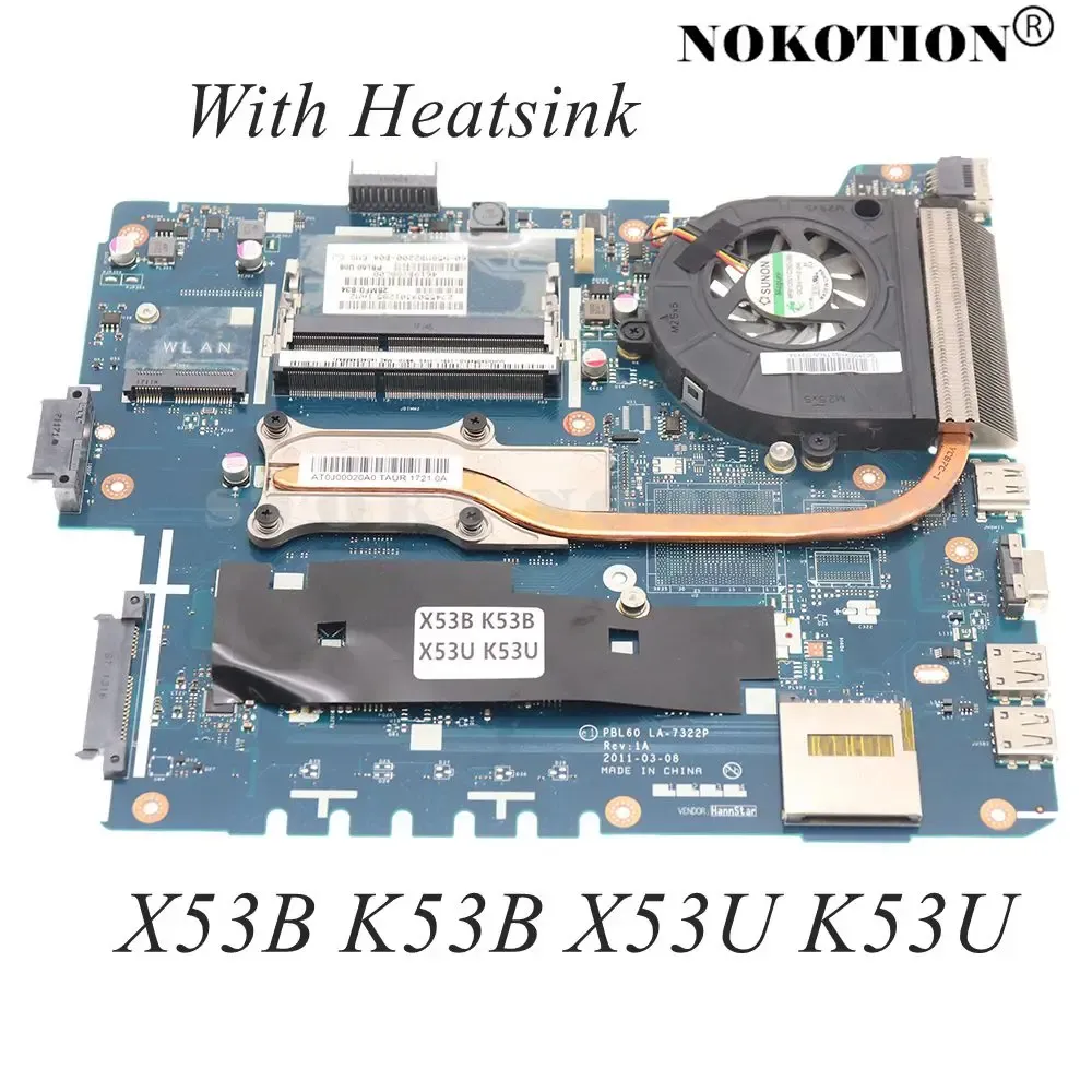 Материнская плата Nokotion PBL60 LA7322P Главная плата для ASUS X53B K53B X53U K53U Материнская плата CPU CPU DDR3 с радиаторами