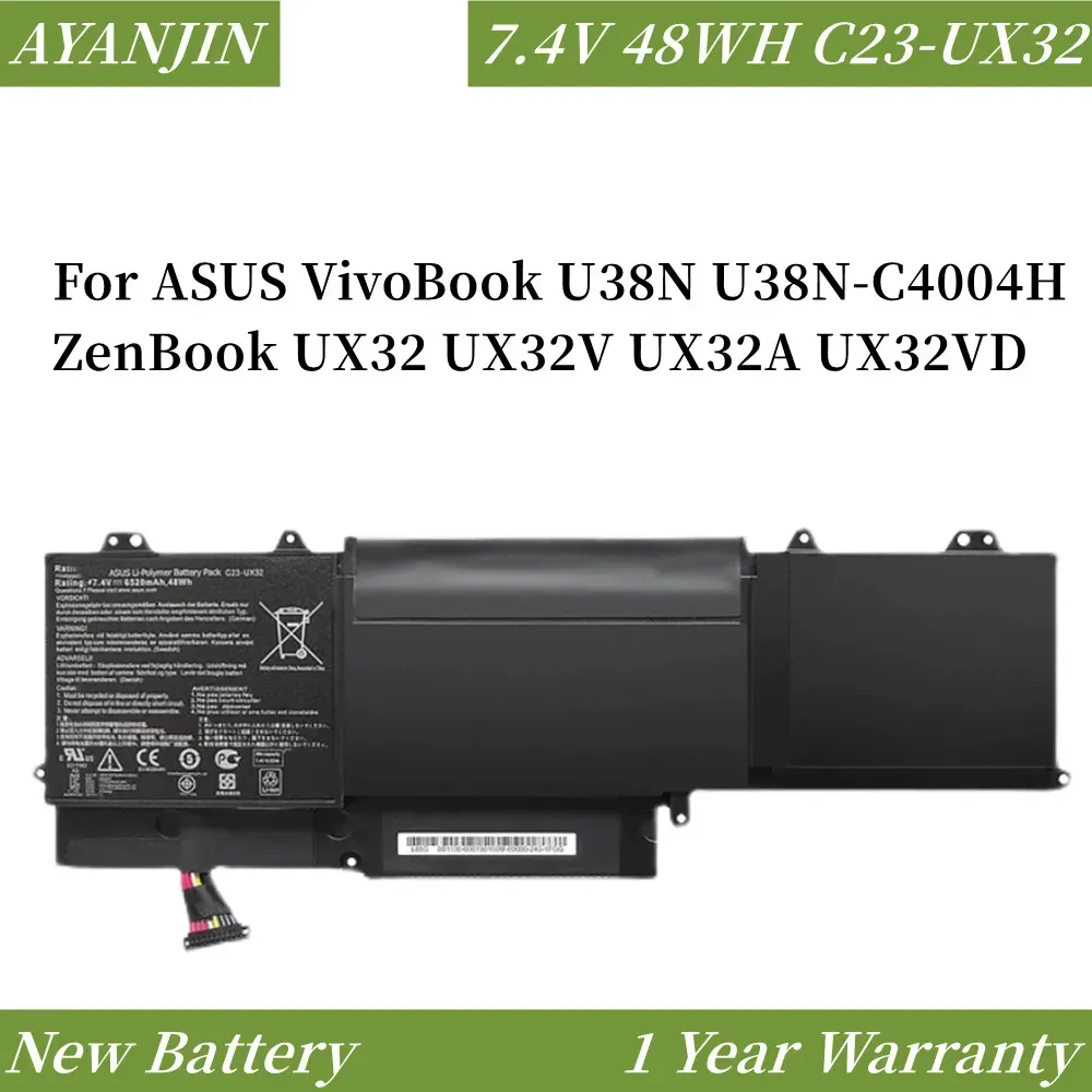Batteries New 7.4V 48WH/6520mAh C23UX32 Laptop Battery for ASUS VivoBook U38N U38NC4004H ZenBook UX32 UX32V UX32A UX32VD