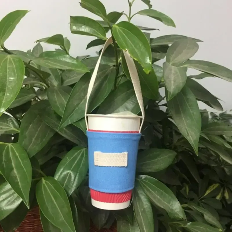 Dryckskopp tygväska mugghylsa wrap färgglad duk enkel ta cup set dryck cup väska hållbar handgjorda duk cup väska hem