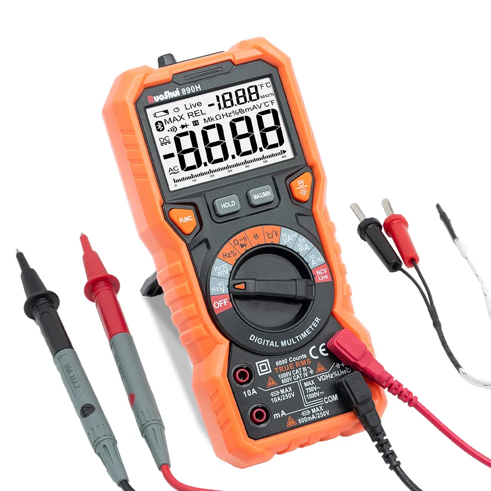 RUOSHUI 890H Digitale multimeter Auto -bereik NCV Hz Ture RMS -meter AC/DC 6000 Tellingen Professionele Hoge precieze multimetro -testers