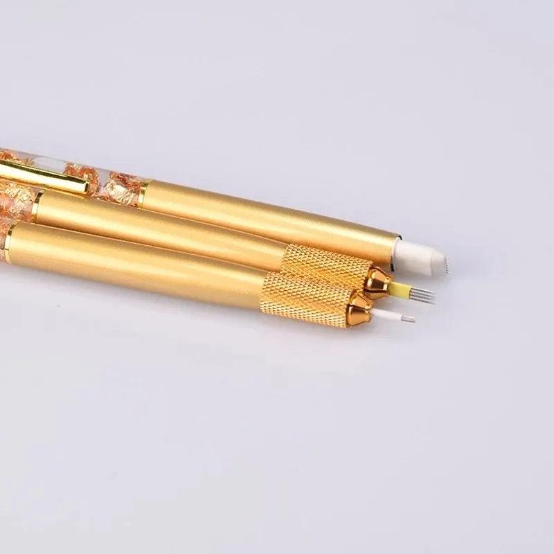 manuel Fluide Gold Foil 14 cm Tatouage Pen Microblading Permanent Makeup Makeuvrow Manual Pen 2 Utilisation pour les aiguilles plates ou rondes