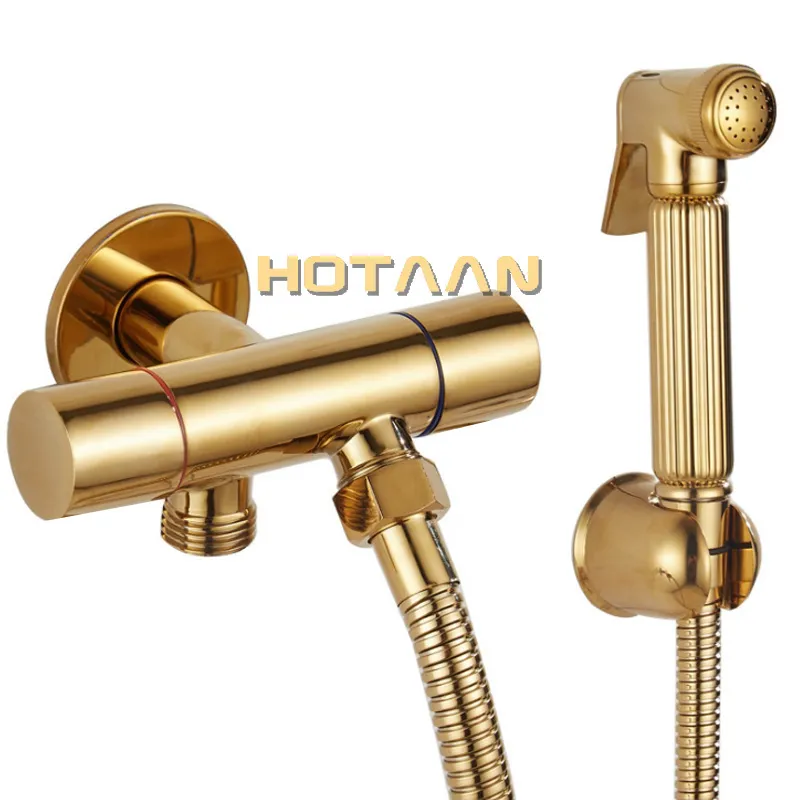 HOTAAN Copper Toilet Hand Held Bidet Faucet Sprayer Bidet Set Sprayer Gun Toilet Spray For Bathroom Self Cleaning Shower Head